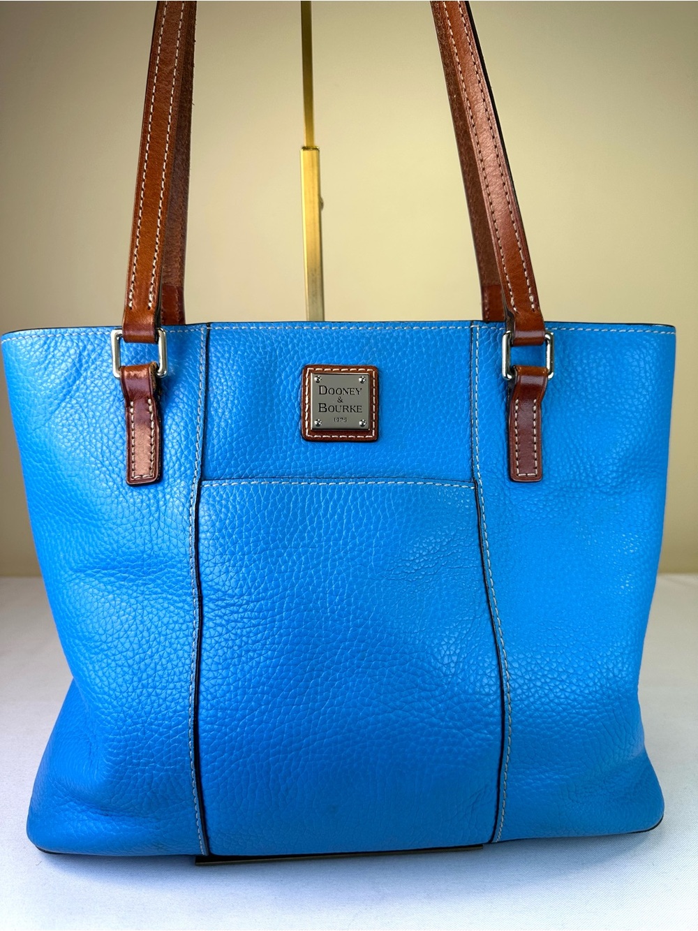 Dooney & Bourke Lexington Shopper Bright Blue Pebbled Leather